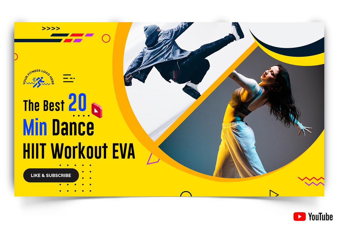 Gym and Fitness YouTube Thumbnail Design Template-14