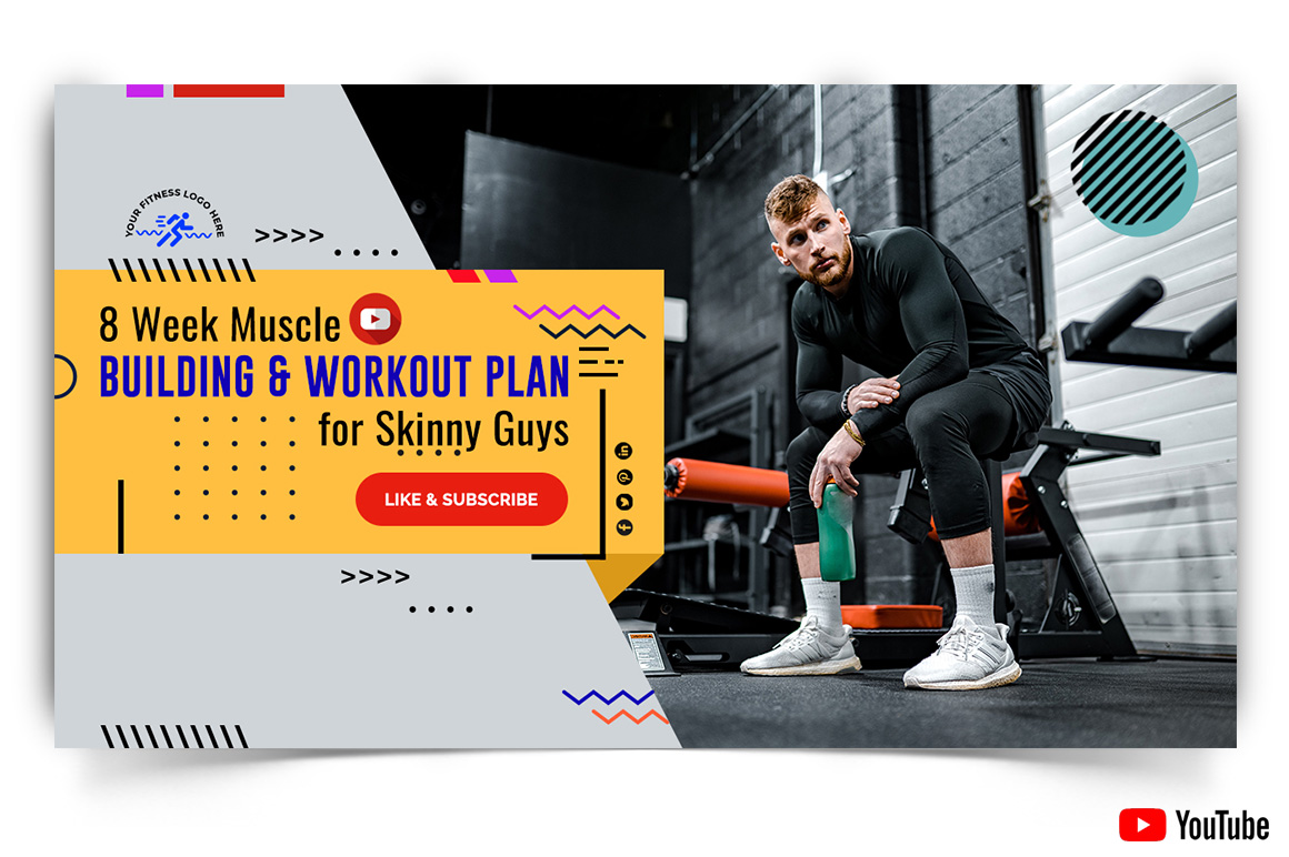 Gym and Fitness YouTube Thumbnail Design Template-16