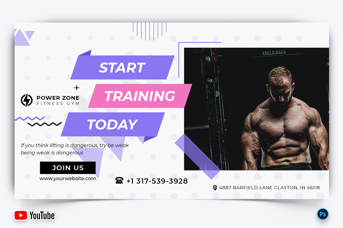 Gym and Fitness YouTube Thumbnail Design Template-20