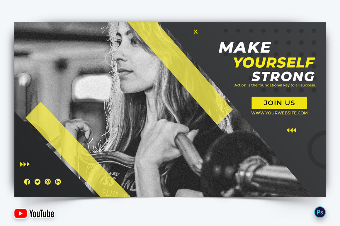 Gym and Fitness YouTube Thumbnail Design Template-21