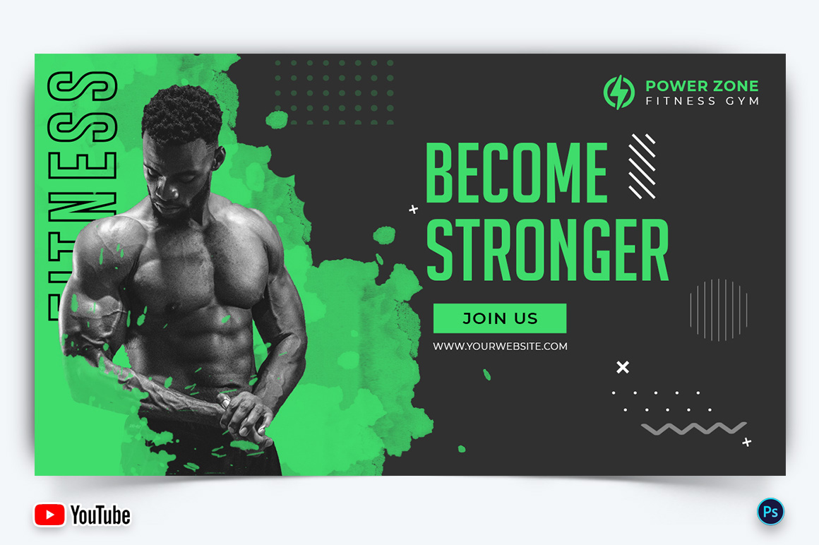 Gym and Fitness YouTube Thumbnail Design Template-24