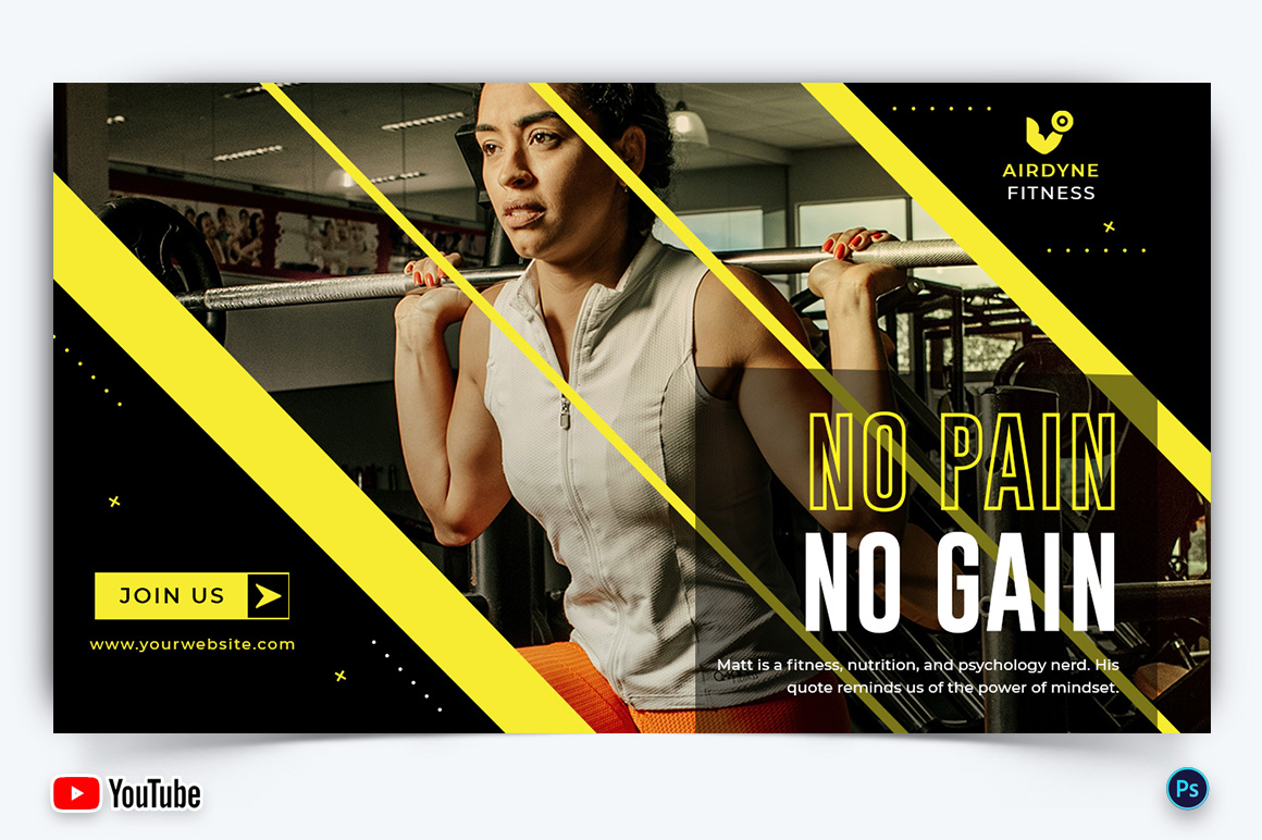 Gym and Fitness YouTube Thumbnail Design Template-25