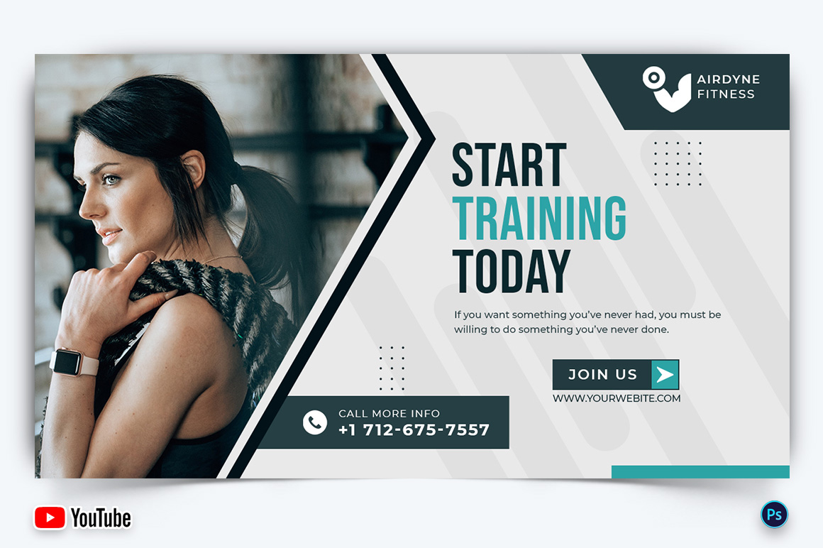 Gym and Fitness YouTube Thumbnail Design Template-31