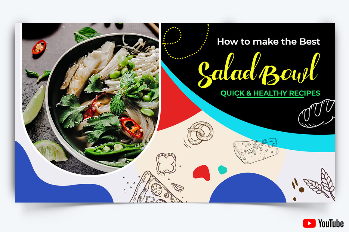 Food and Restaurant YouTube Thumbnail Design Template-27