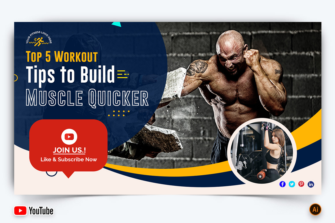 Gym and Fitness YouTube Thumbnail Design -07