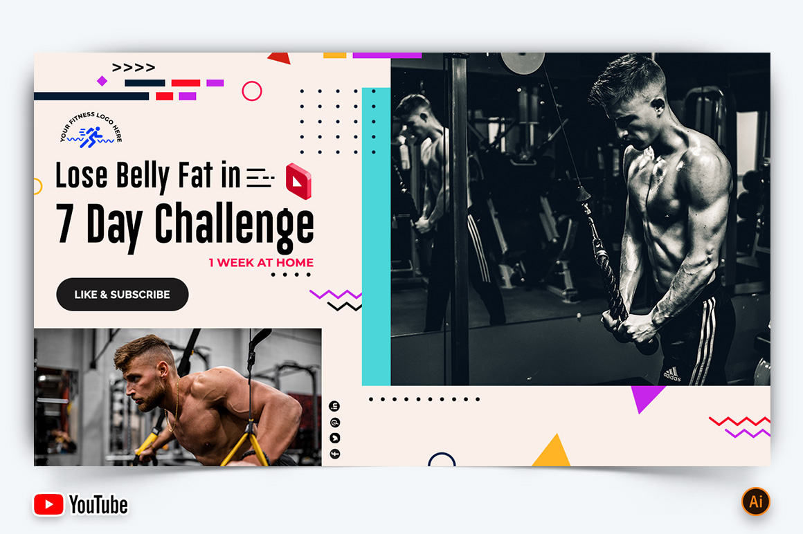 Gym and Fitness YouTube Thumbnail Design -11