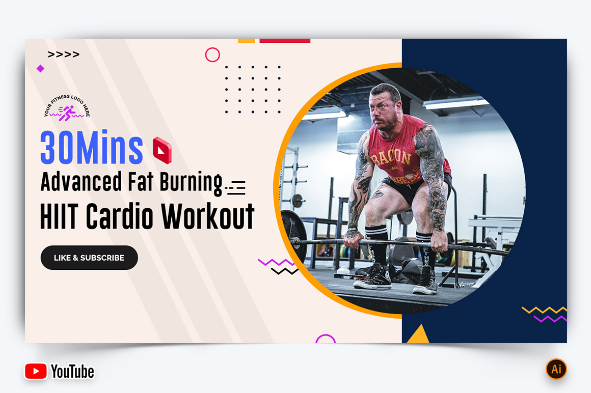 Gym and Fitness YouTube Thumbnail Design -12