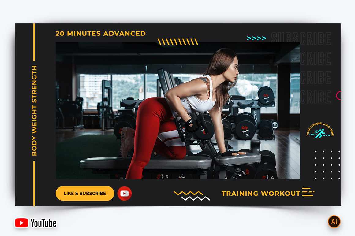 Gym and Fitness YouTube Thumbnail Design -13