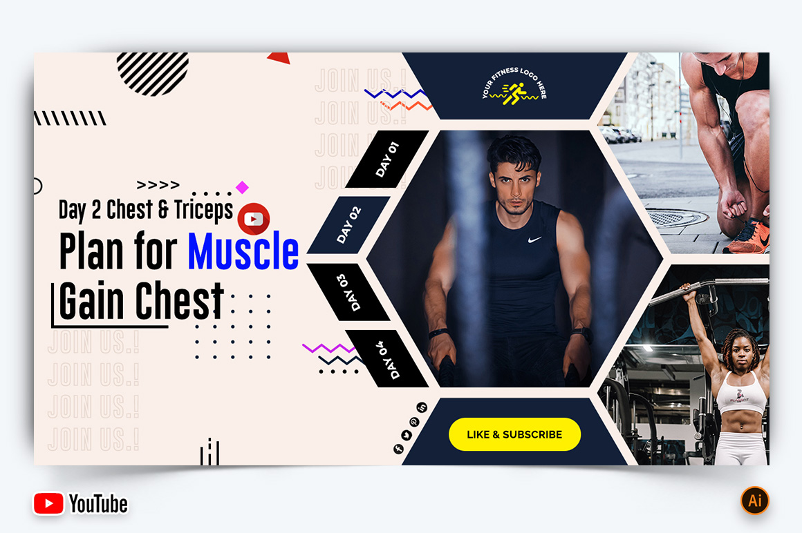 Gym and Fitness YouTube Thumbnail Design -15