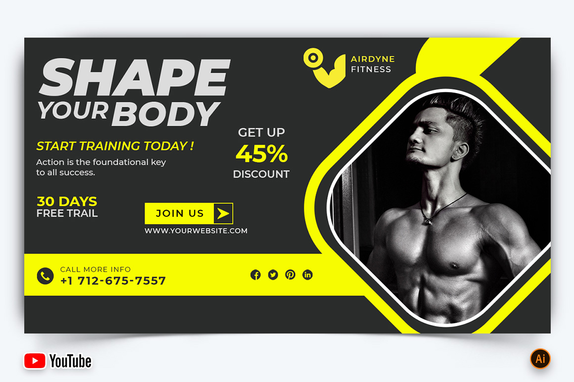 Gym and Fitness YouTube Thumbnail Design -29