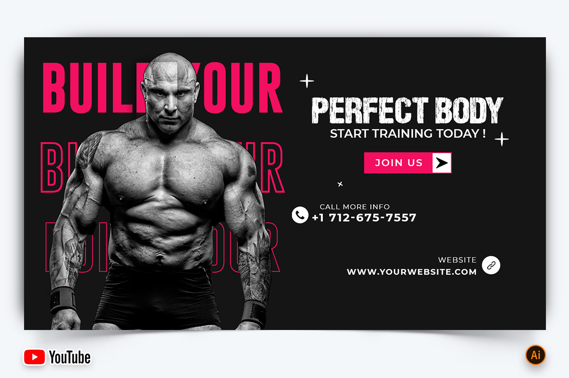 Gym and Fitness YouTube Thumbnail Design -30