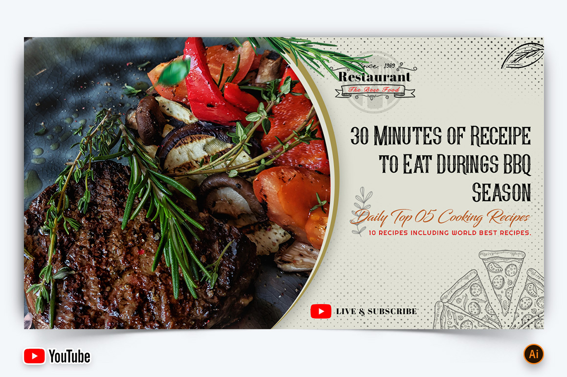 Food and Restaurant YouTube Thumbnail Design -04