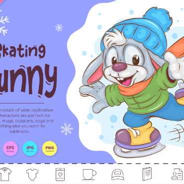 Bunny Skating Vectors Templates 293255