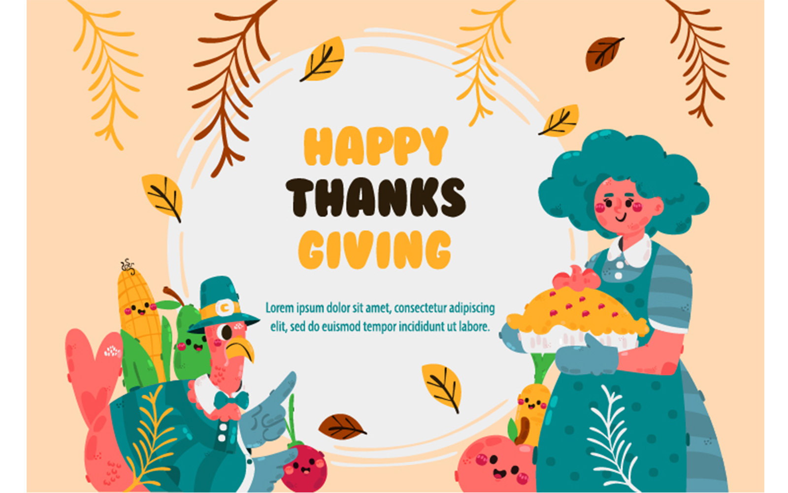 Happy Thanksgiving Greeting Background Illustration