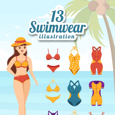 Swimsuit Female Illustrations Templates 293399