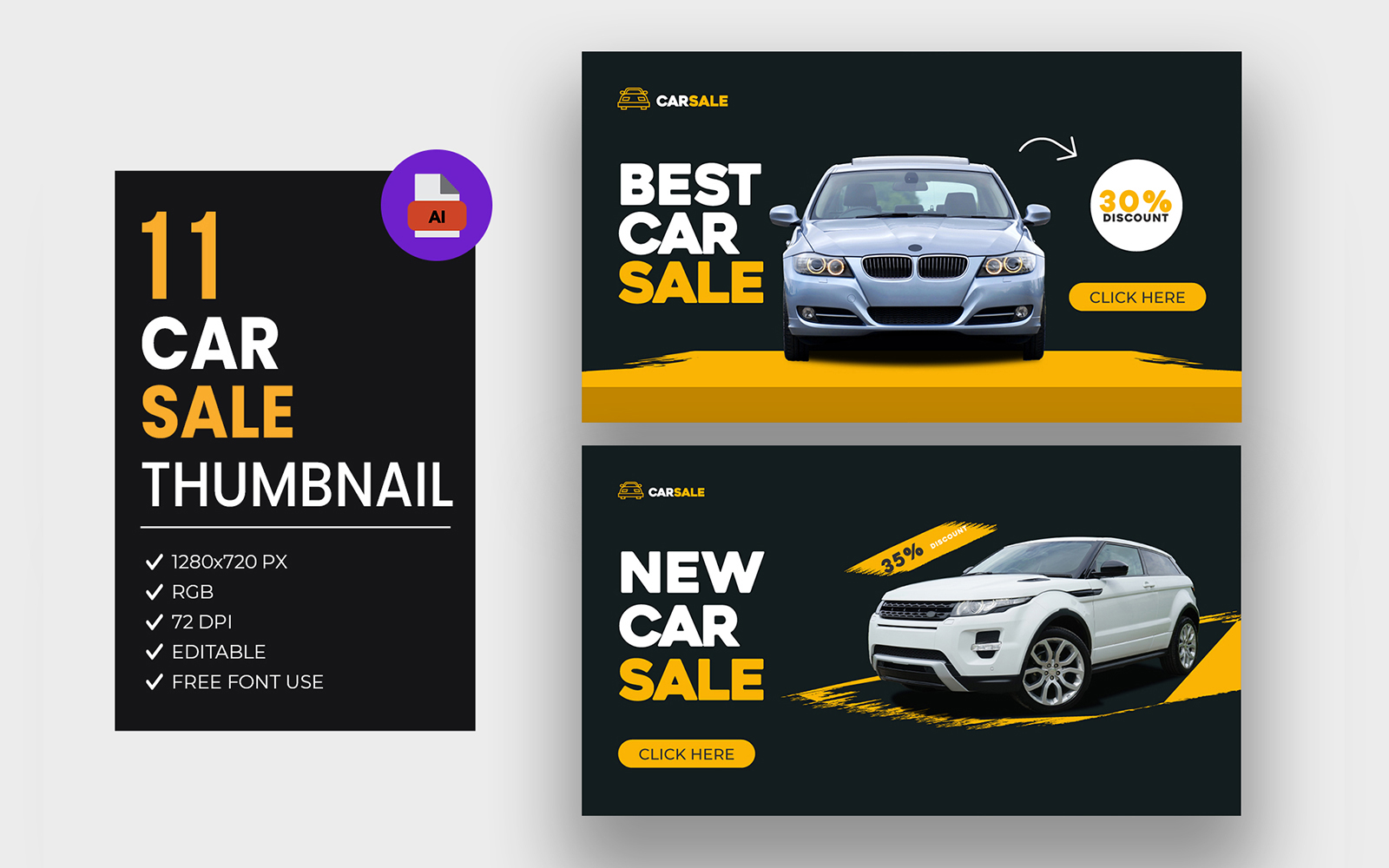 Car Sale YouTube Thumbnail Bundle