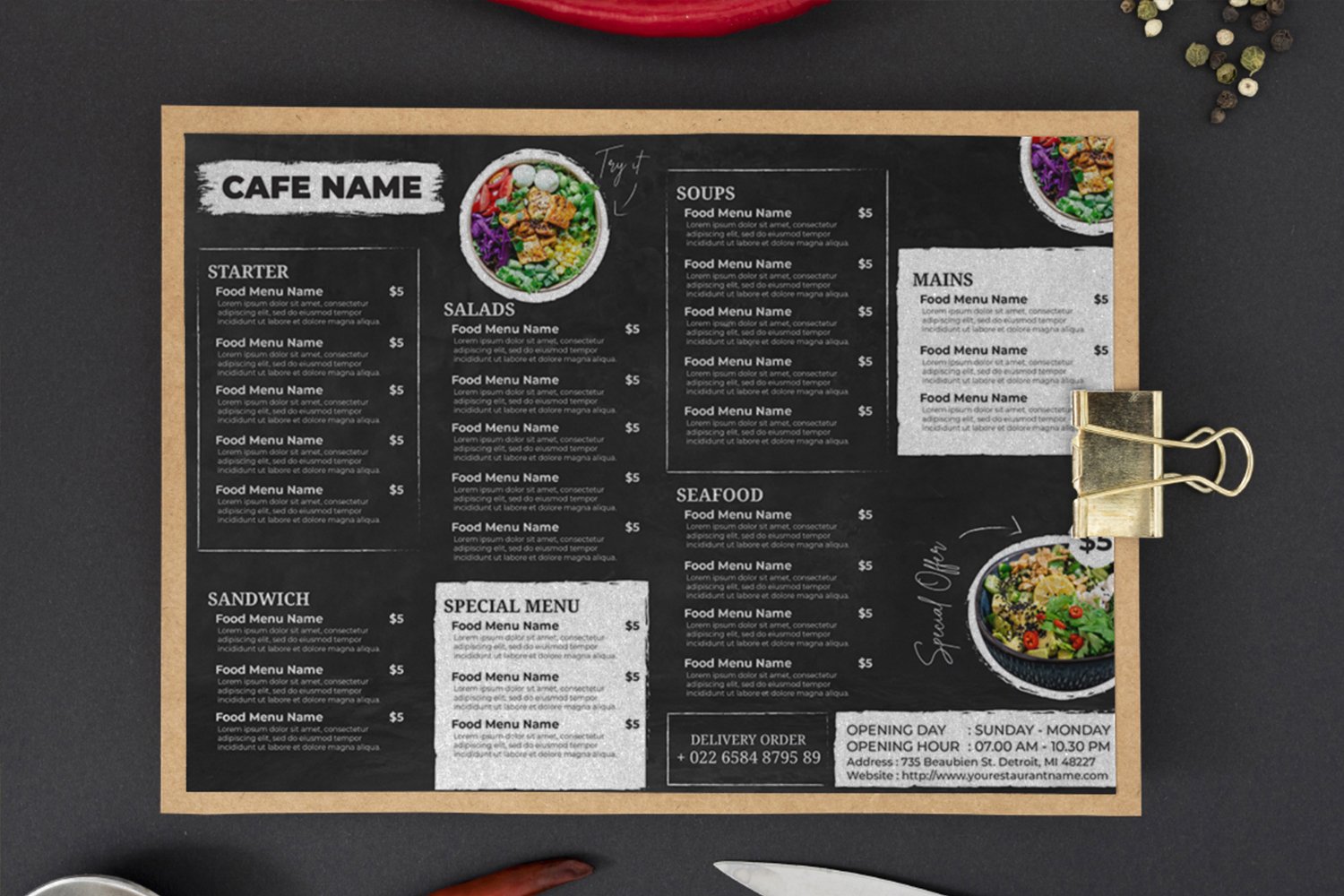 Food Menu Flyer Template - Double Side