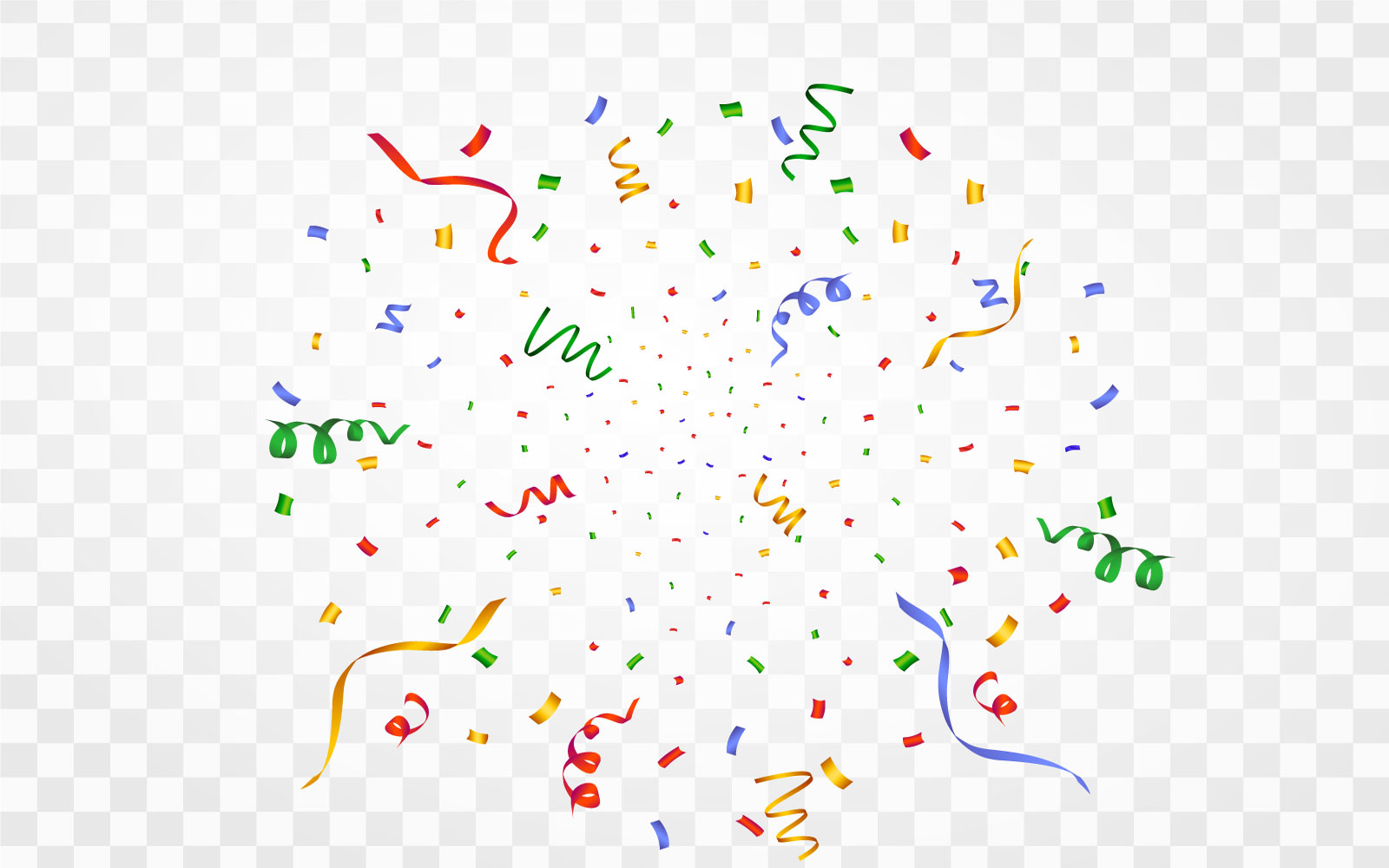 Colorful Confetti and Ribbon Explosion Vector