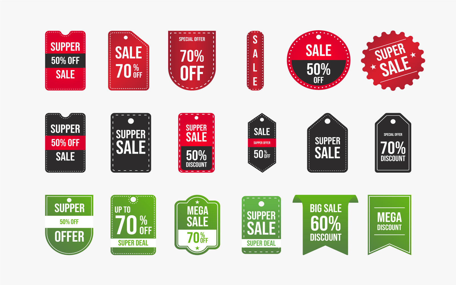 Super Offer Sale Badge Set Vector