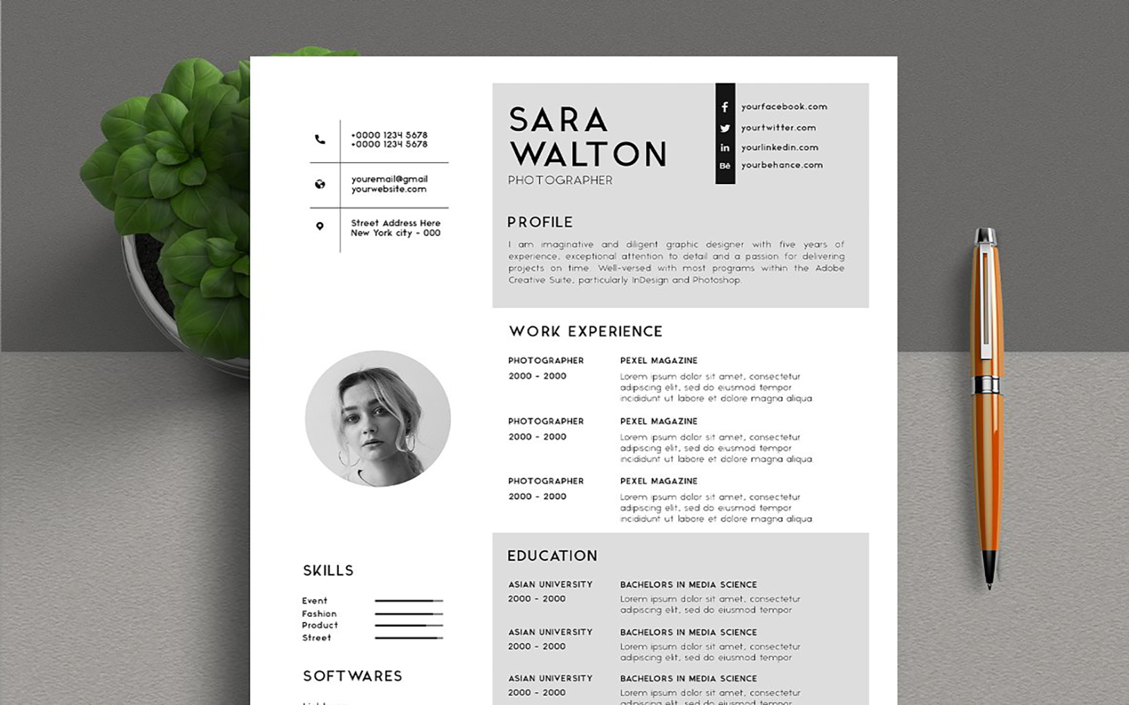 minimalist portfolio & resume after effects template free download