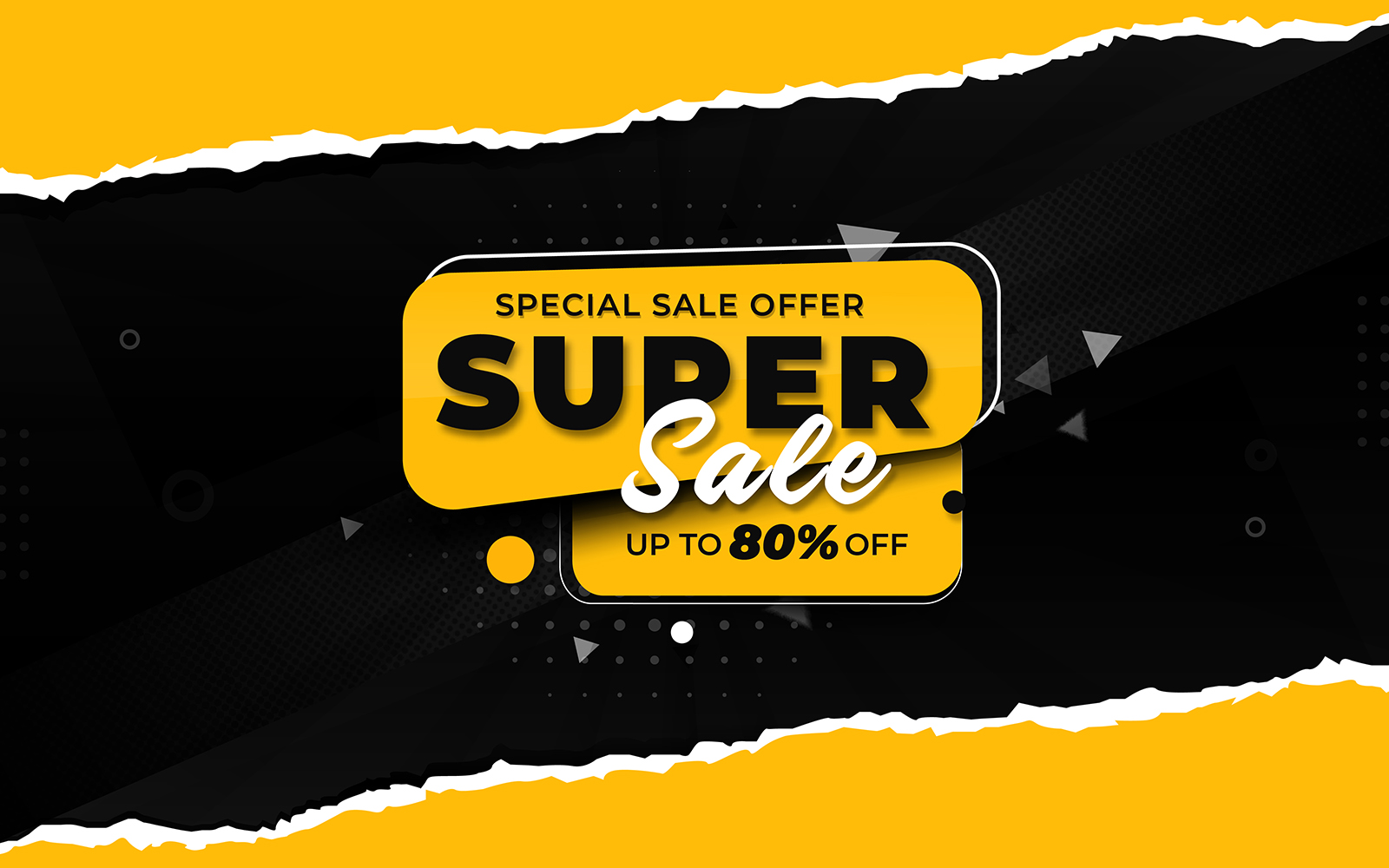 Super Realistic Sale Yellows and Dark Premium Ripped Paper Background Design Universal Vector