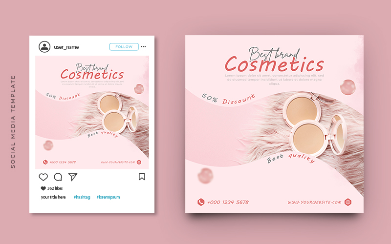 Cosmetic Beauty Product Promotion Instagram Post And Social Media Banner Template