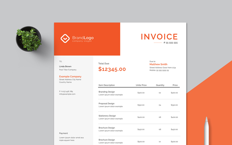 Simple Invoice Template with Red Accent