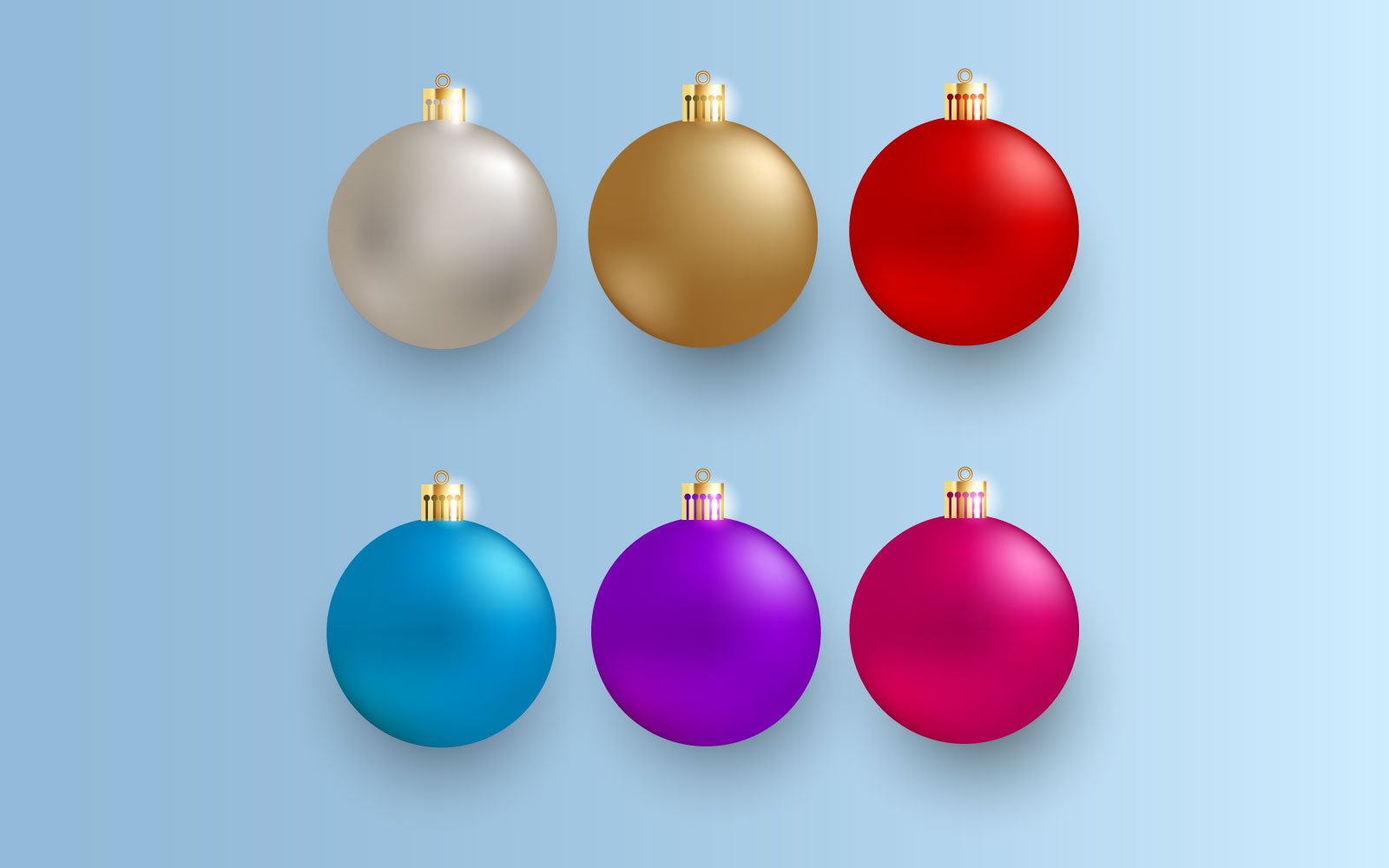 Christmas Ball Set. Glass Ball On Dark Background Style