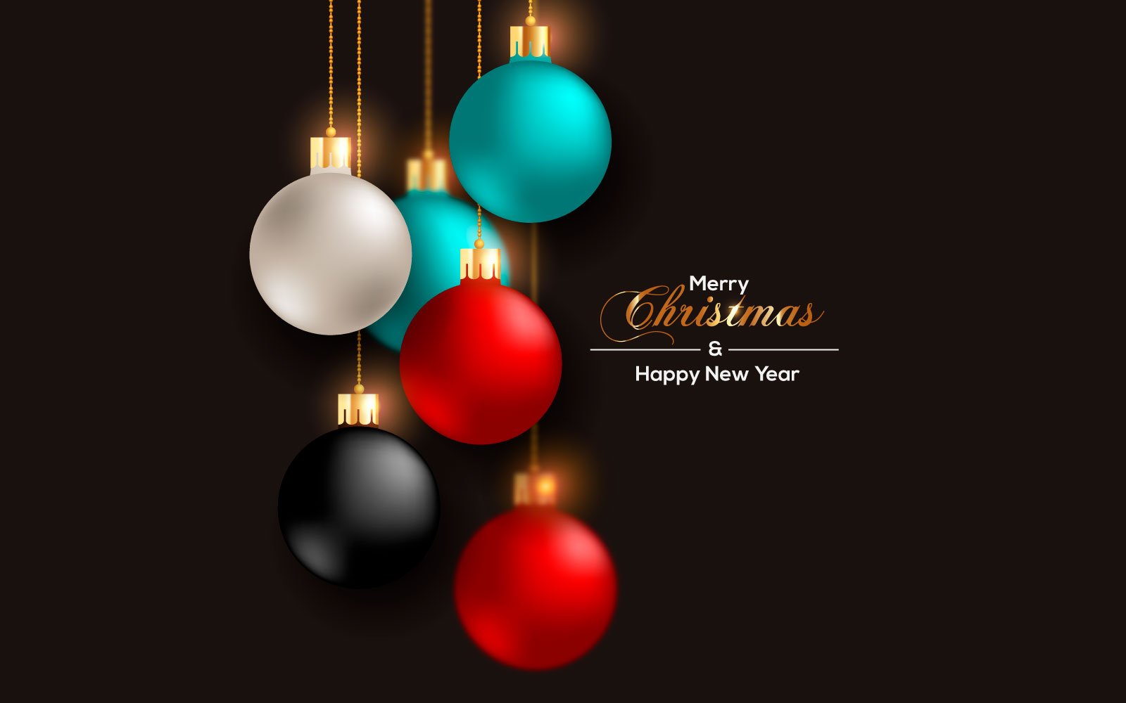 Christmas Ball Set. Glass Balls On Dark Background Concept