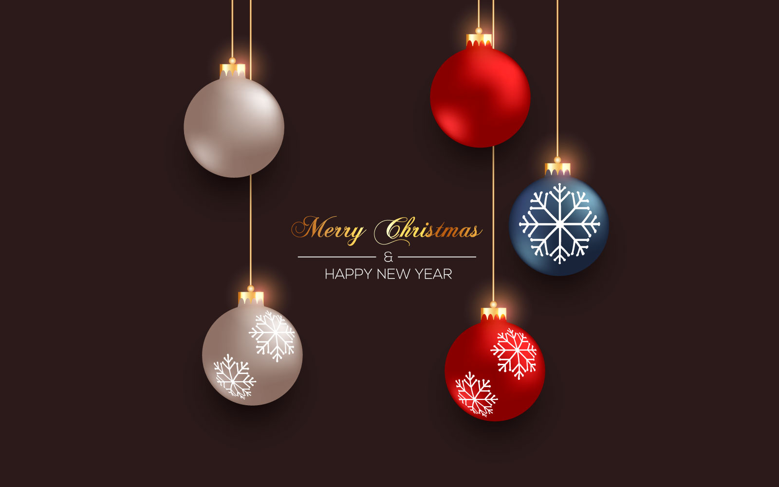 Christmas Ball Set On Dark Background