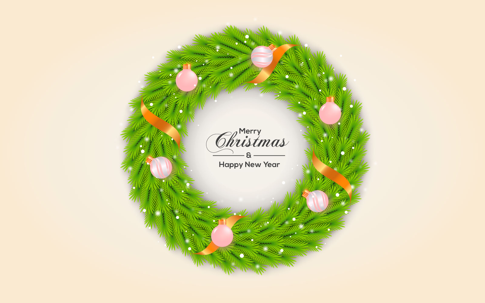 Christmas Wreath With Pine Branch White Christmas Ball  Star Concept