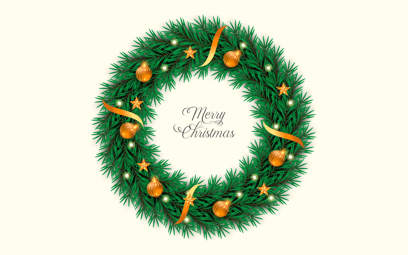 Christmas Wreath With Pine Branch White Christmas Ball  Star Style