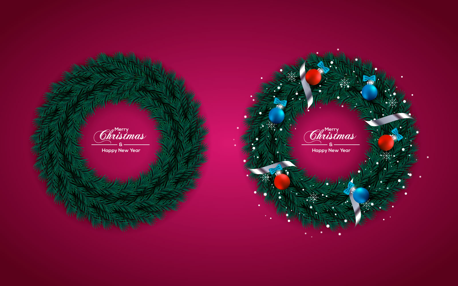 Christmas Wreath With Pine Branch Red Christmas Ball