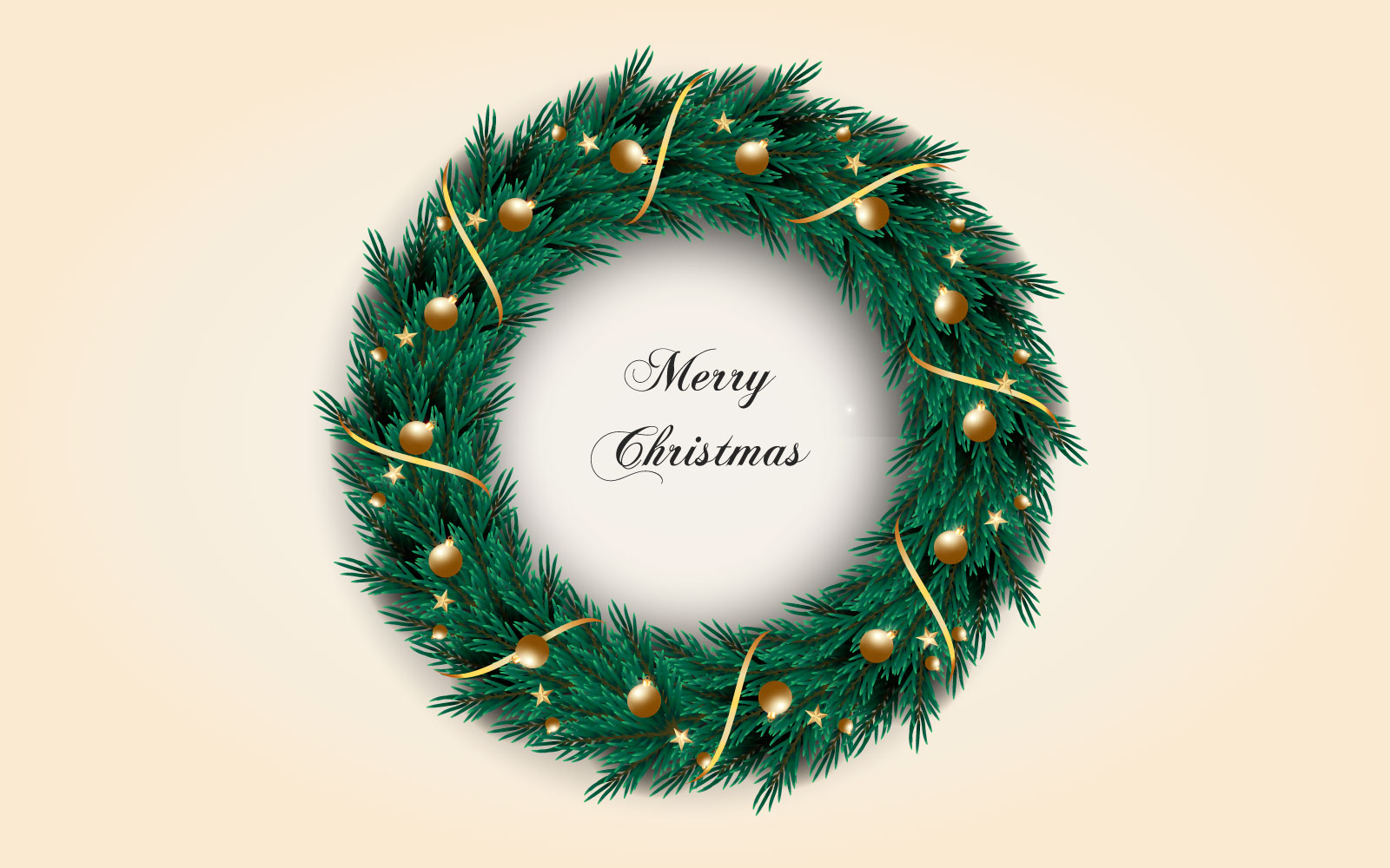 Christmas Wreath  Decoration Set Merry Christmas Text For Christmas Greeting Card