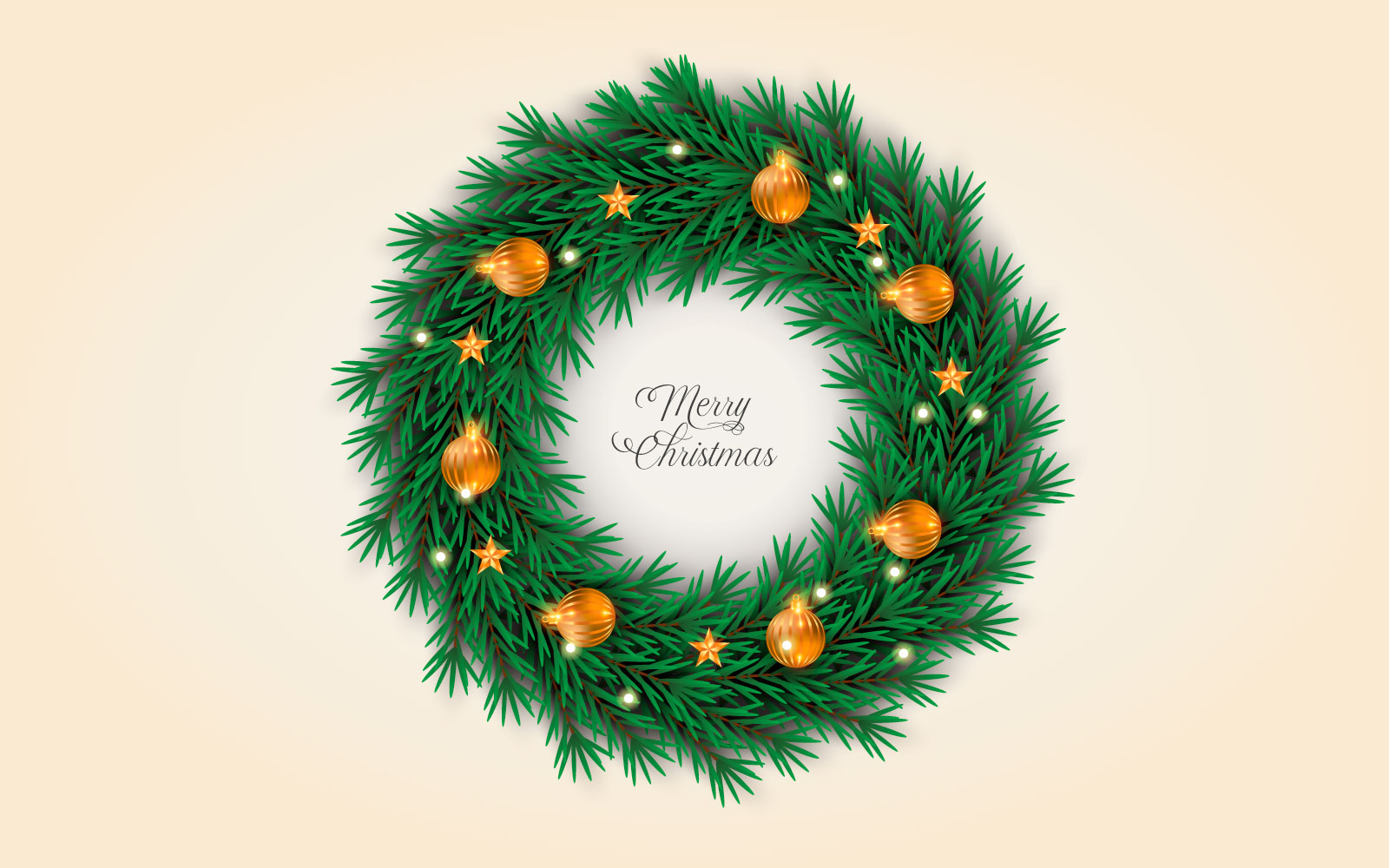 Christmas Wreath Vector Decoration  Merry Christmas Text For Christmas Greeting Card Design