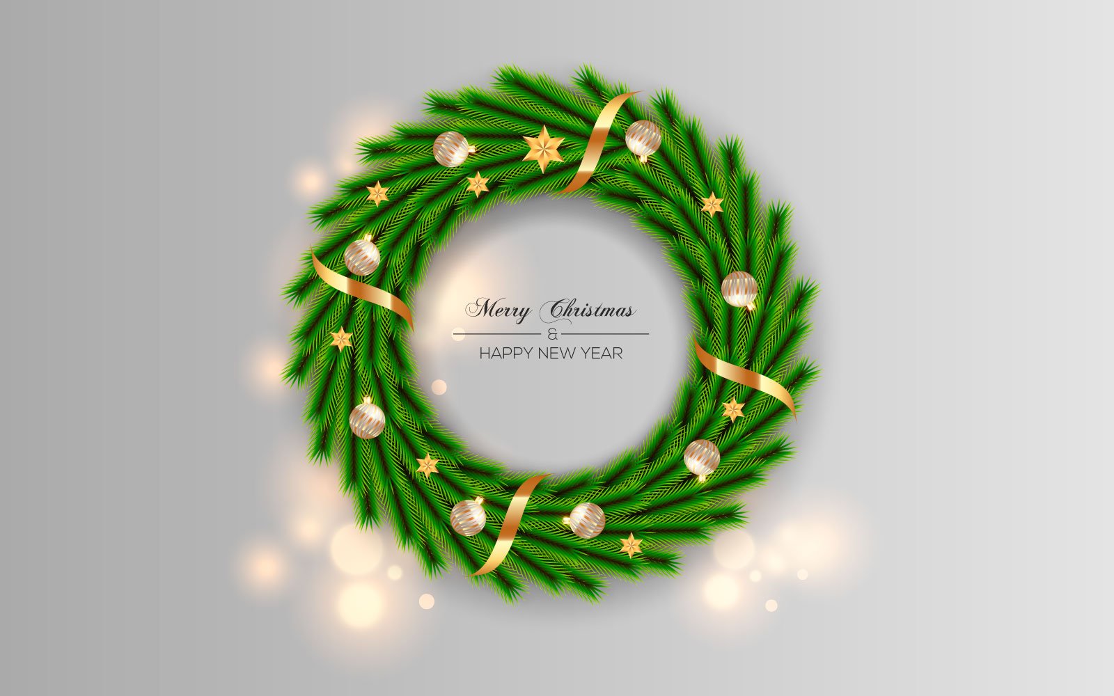 Christmas Wreath Decoration With Green Pine Branch