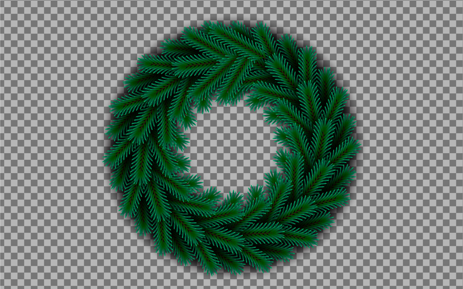 Christmas Wreath Decoration With Pine Branch Christmas Ball And  Empty Background