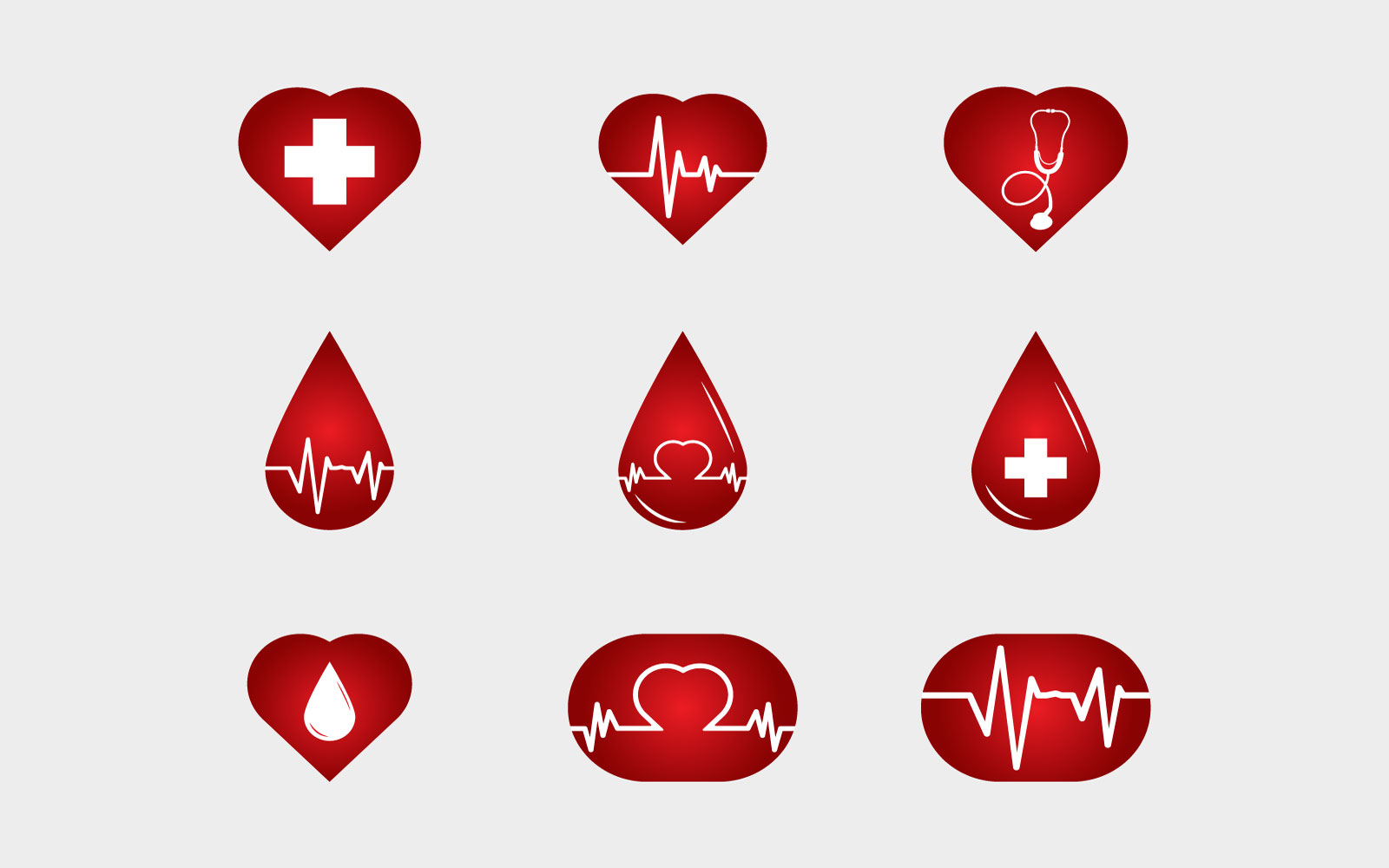Medical Red Icon Vector Set Element
