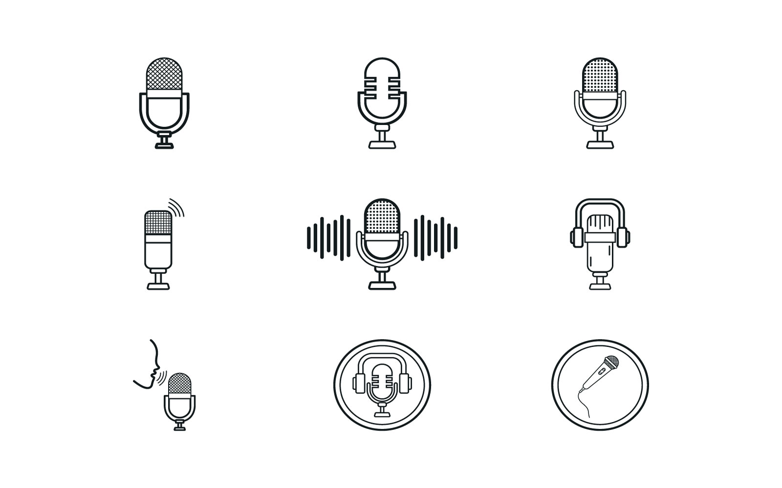 Microphone Icon Vector set