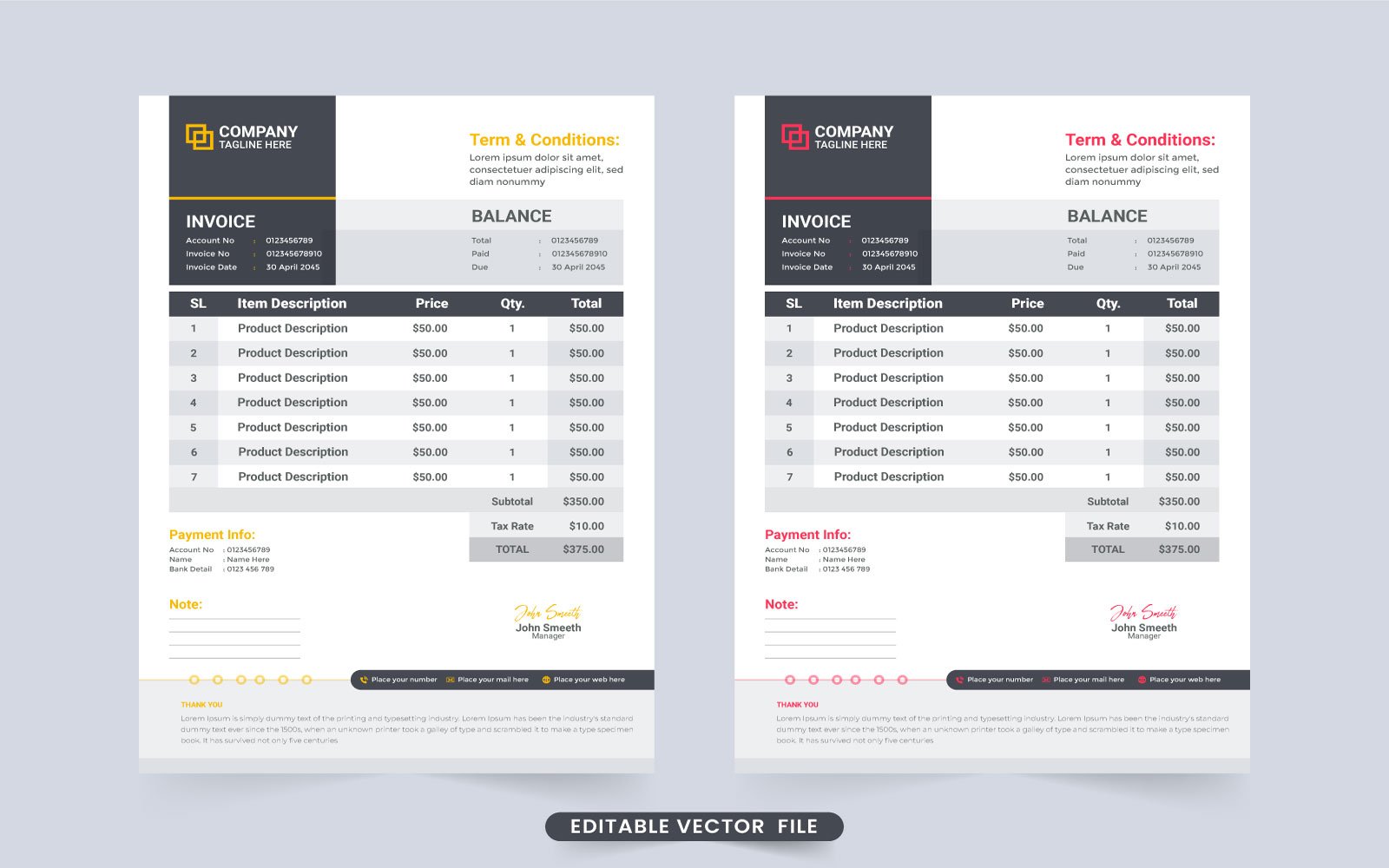 Purchase Billing and Cash Receipt Vector