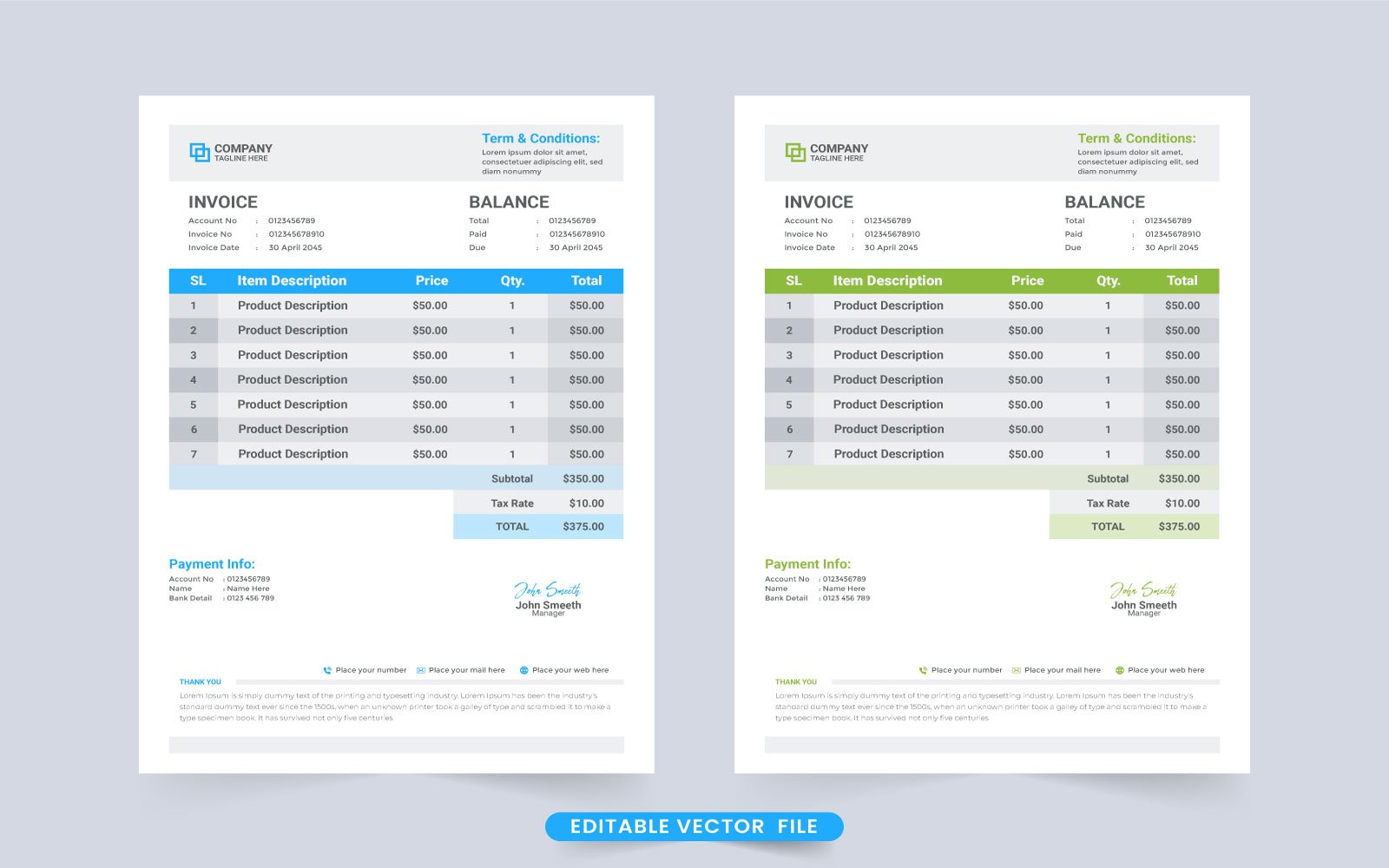 Cash Receipt Invoice Template Vector