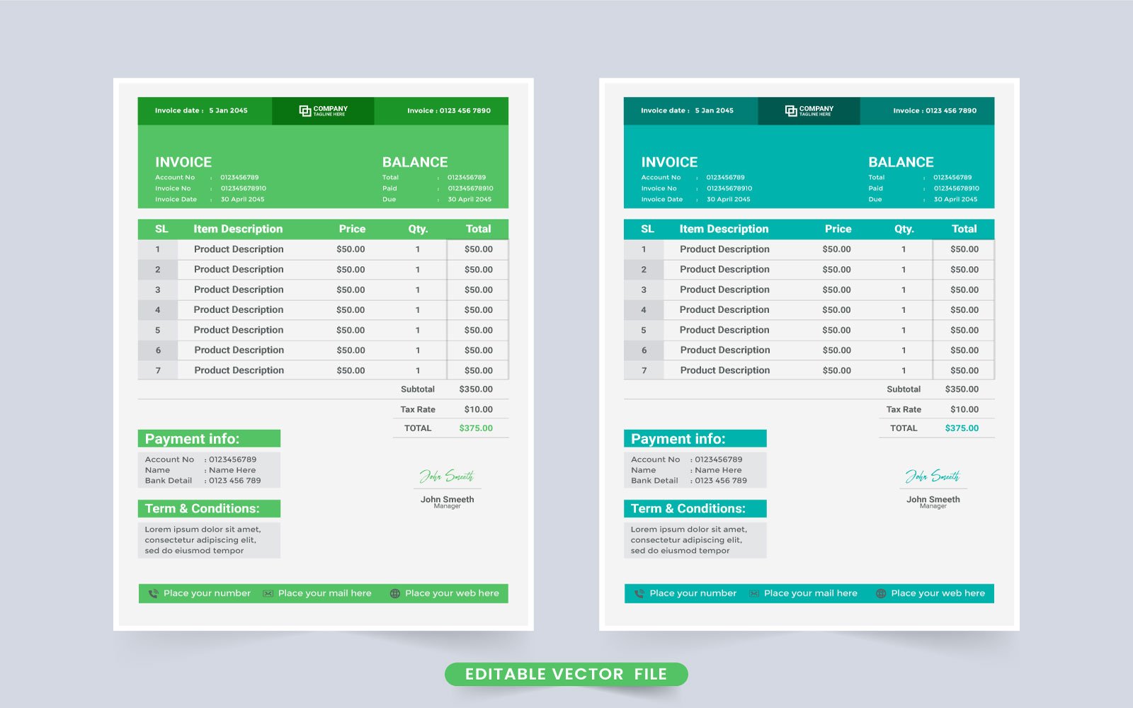 Corporate Business Invoice Template