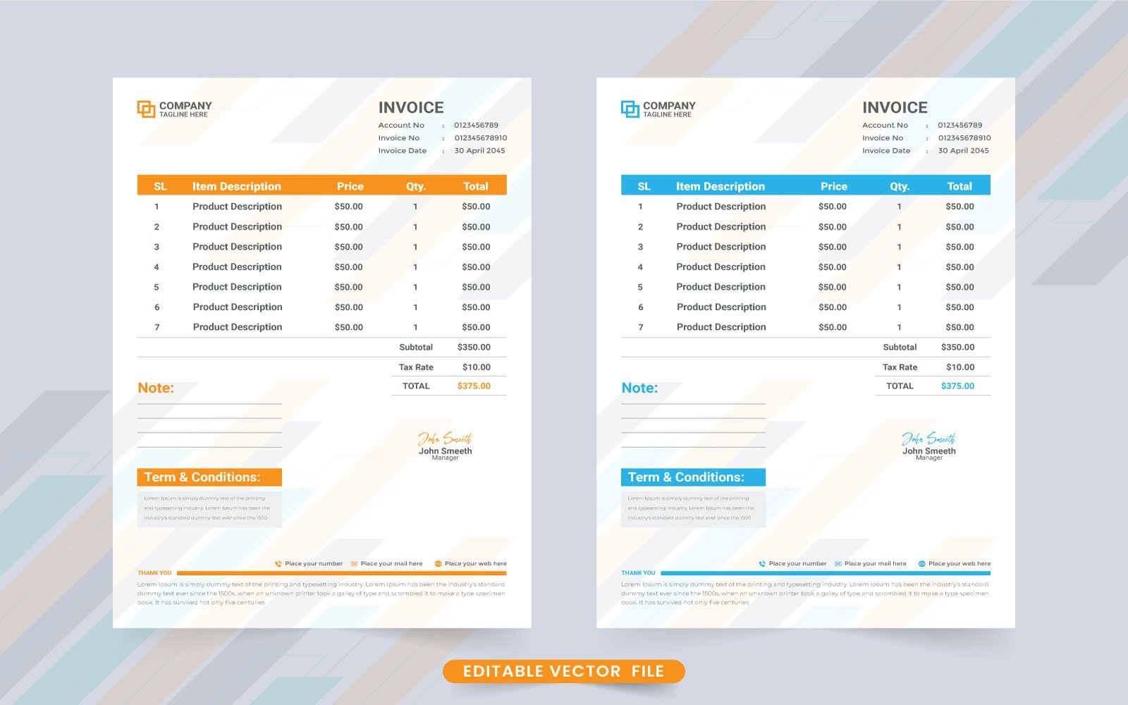 Invoice Template and Price Receipt