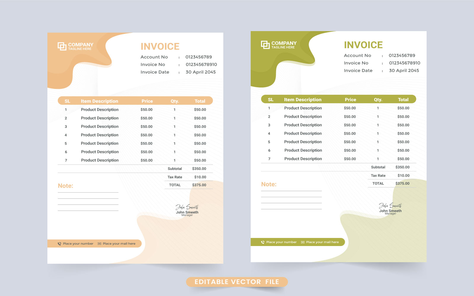 Creative Invoice Template Vector Design