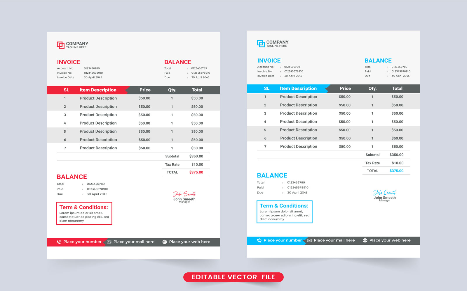 Simple Invoice Decoration Vector Design