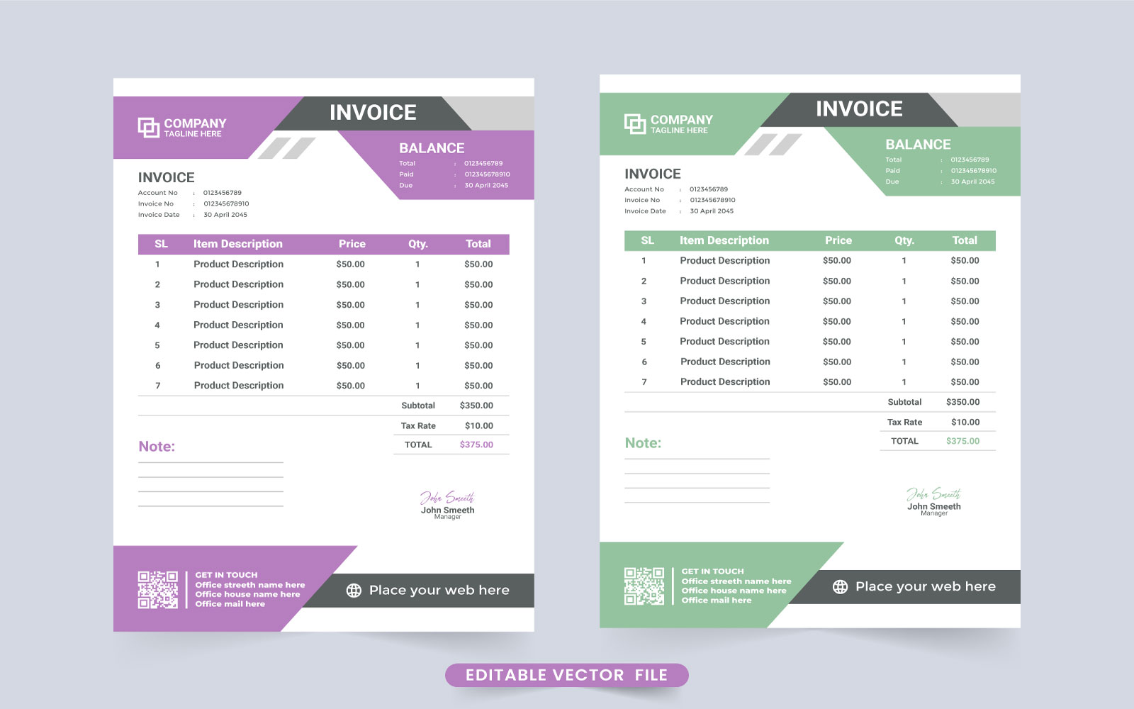 Digital Invoice Template Decoration