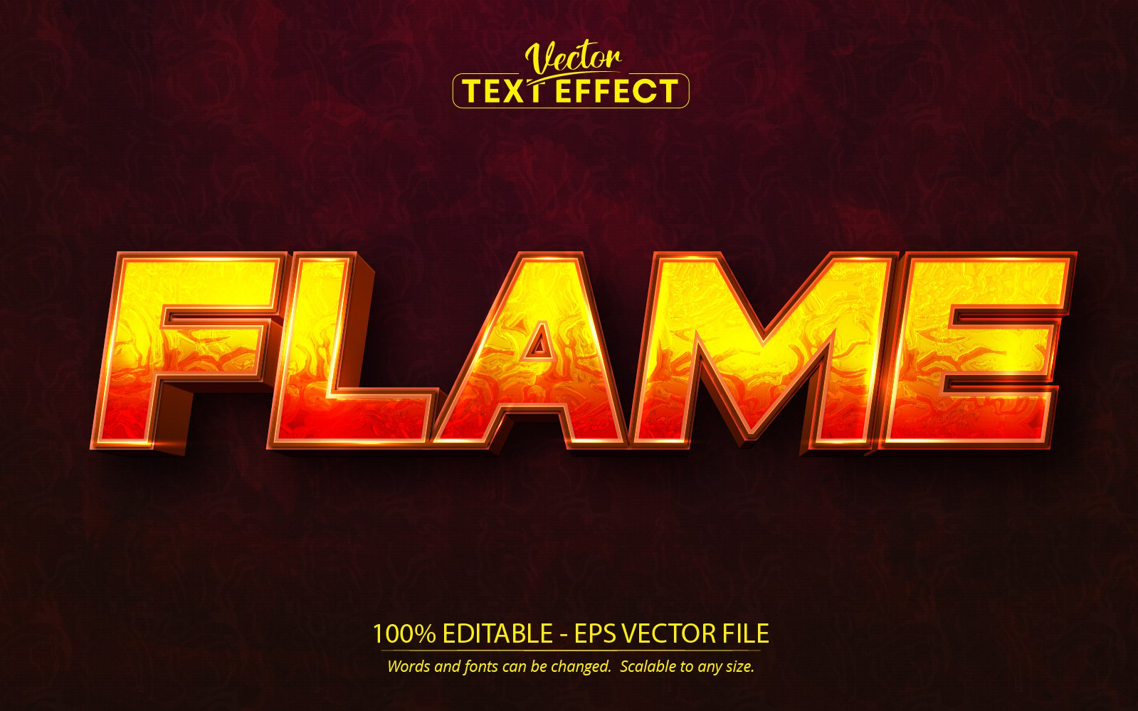Flame - Editable Text Effect, Shiny Fire Texture Text Style, Graphics Illustration