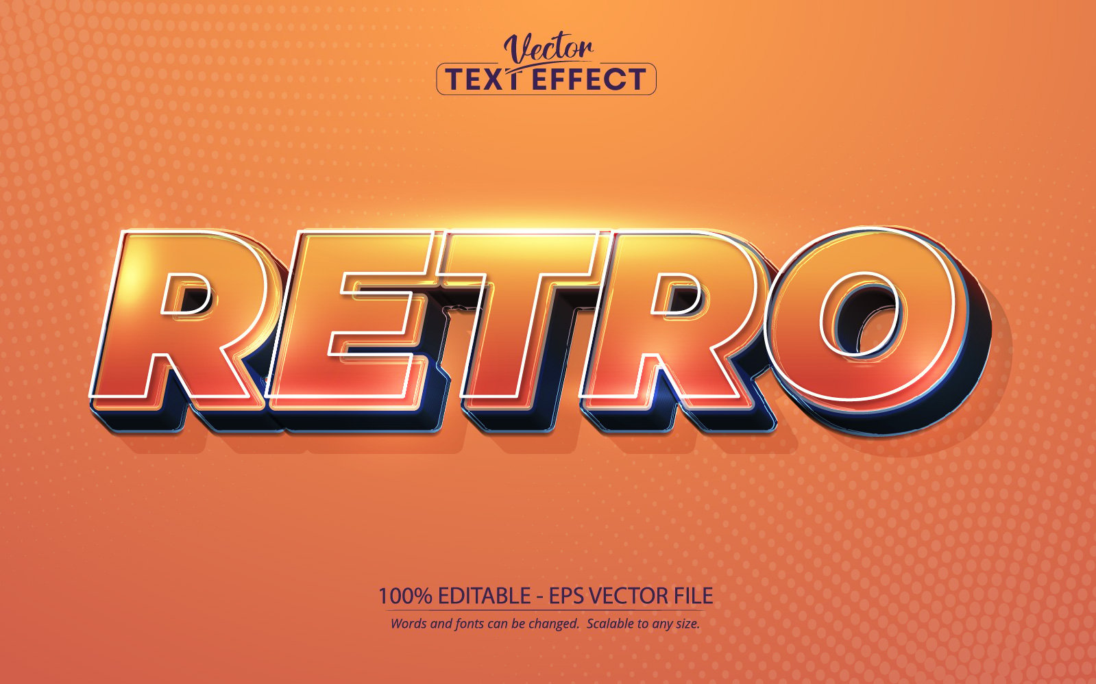 Retro - Editable Text Effect, Vintage And Retro 80s 70s Text Style, Graphics Illustration