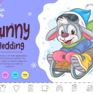 Bunny Sledding Vectors Templates 294832