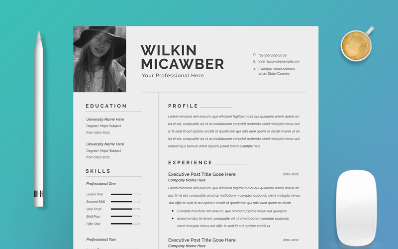 Clean Resume Template with Photo